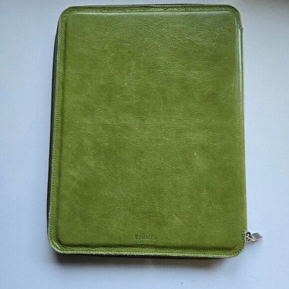 PINETTI Green Leather Zippered Notepad Cover, A4 - Picture 10 of 11